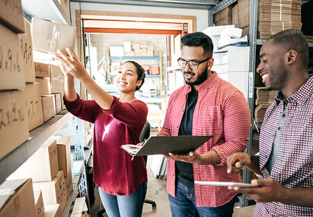 Medical staff looking at inventory