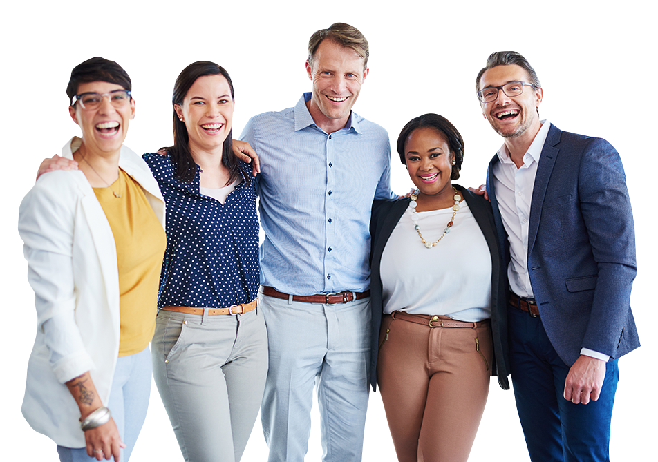 Diverse group of professionals standing together