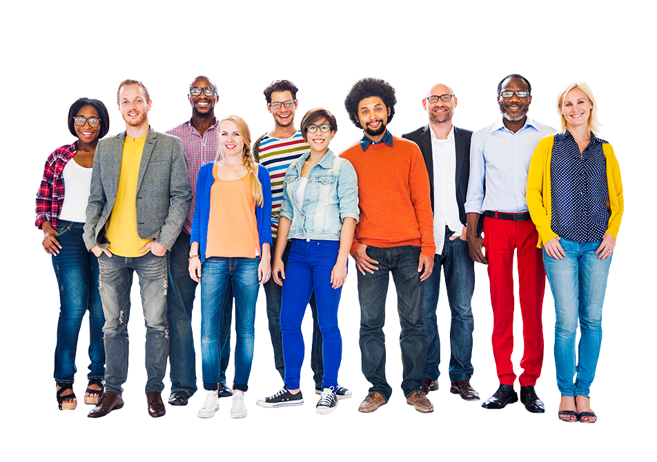 Group of professionals standing together and ready to help