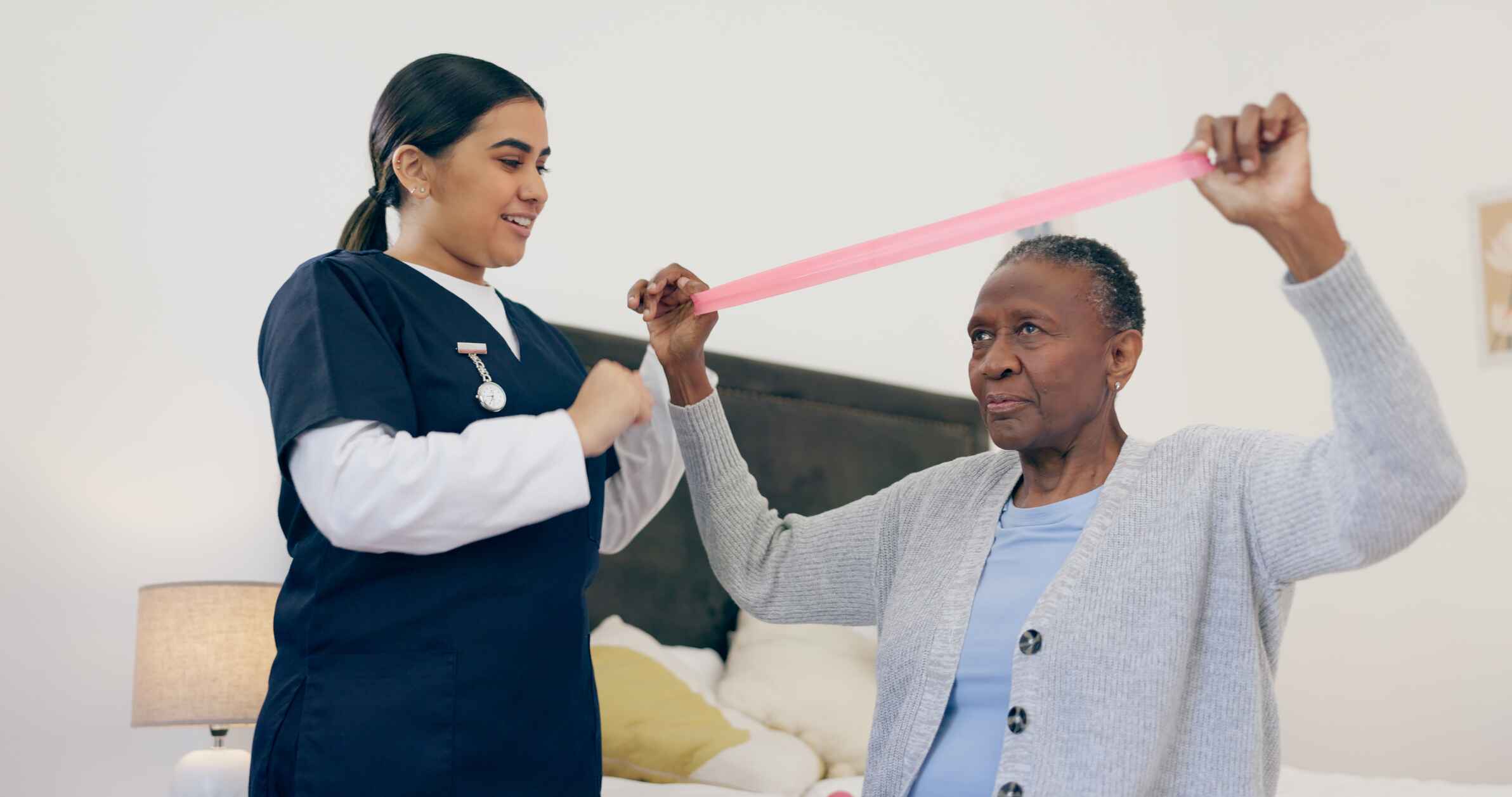 Travel PT working with a patient
