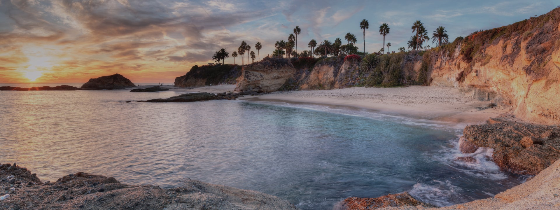 california beach at sunset