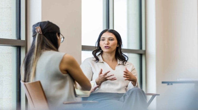 Therapy Mentor speaking with a new grad