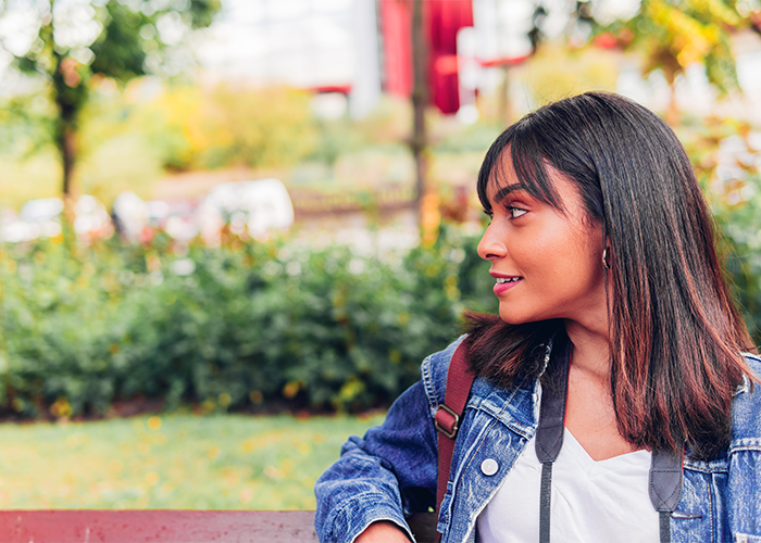 Travel nurse in park