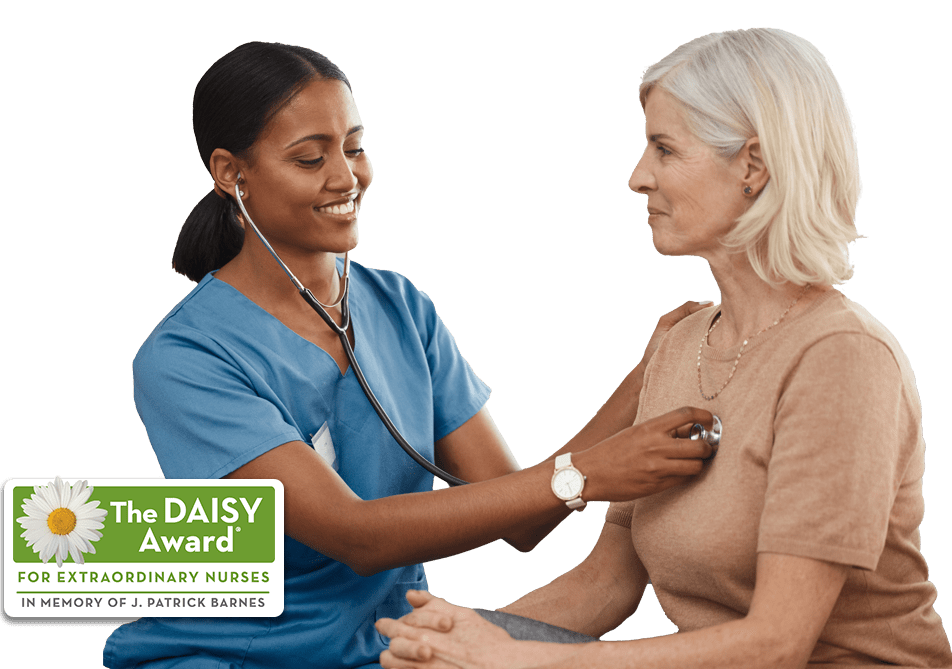 smiling nurse and patient