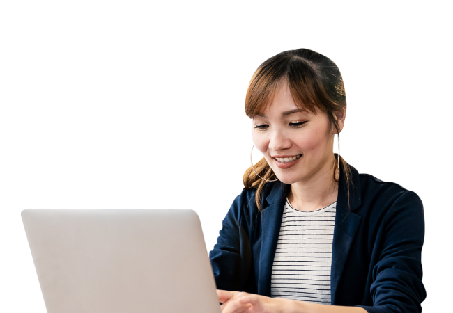 Woman working on her laptop