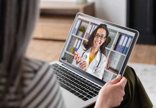 Psychologist holding video call with patient