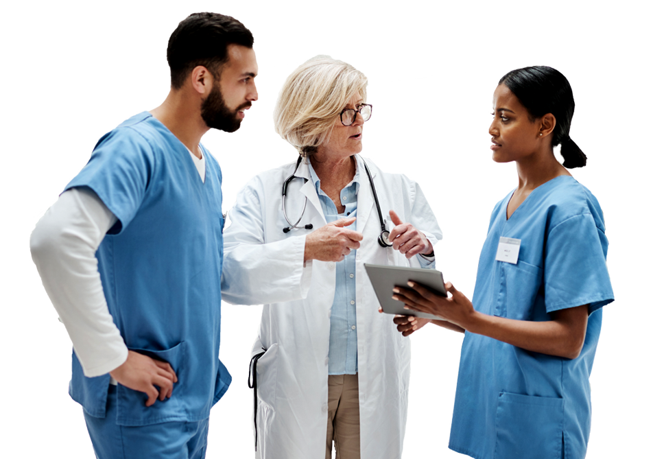 EMR Nurses talking to doctor