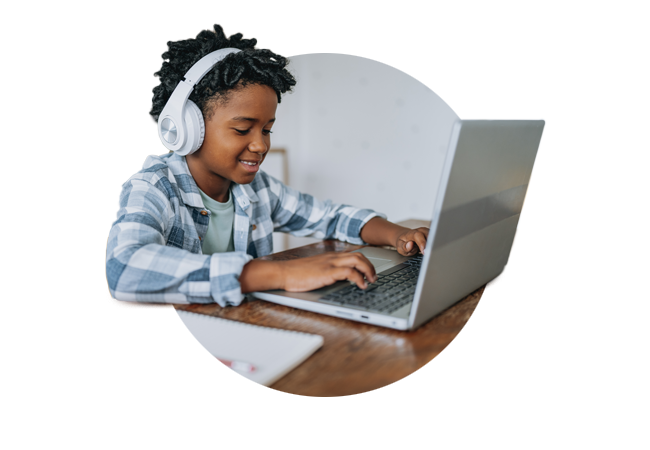 Student connecting with school therapist through televate.