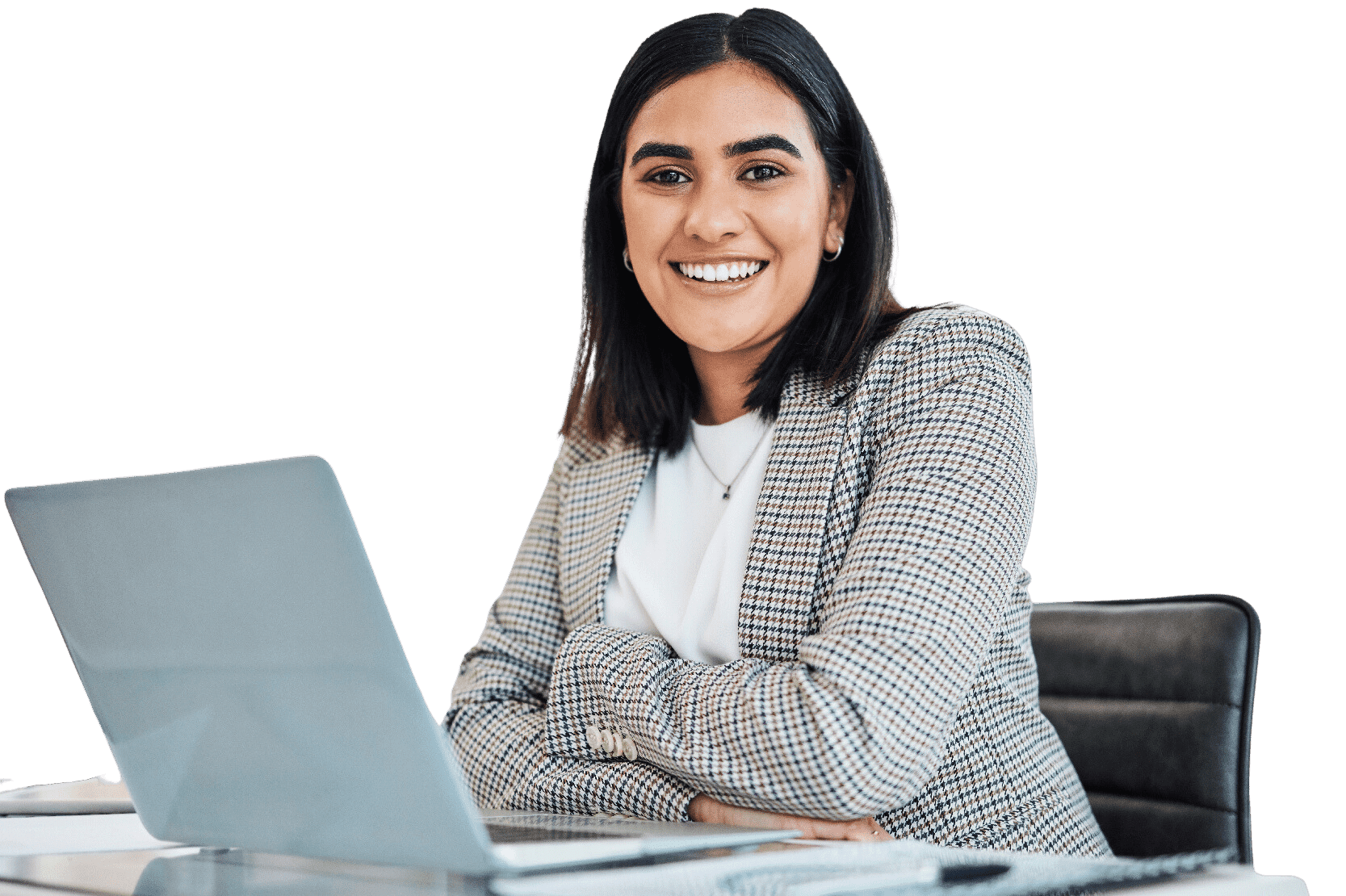 Client at their desk with their laptop
